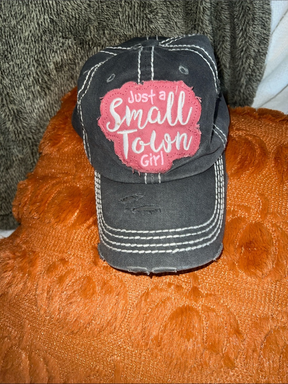 KBETHOS Black Cap with Pink "Just a Small Town Girl" Patch
